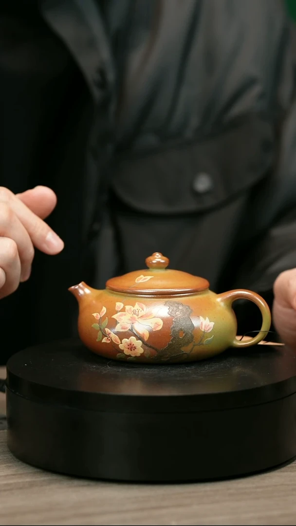茶壶紫砂大*MH2372李小琴堆绘段泥花朵寒江