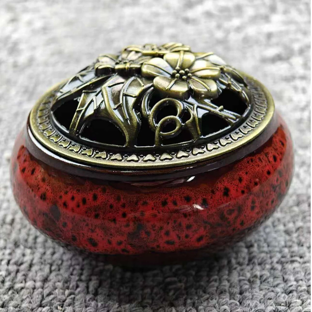 红香炉陶瓷小号家用香炉室内H30