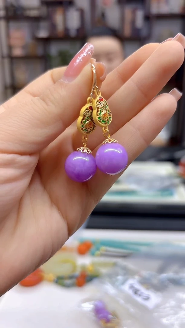 【闪购商品】翡翠耳饰14K金镶嵌耳坠E583