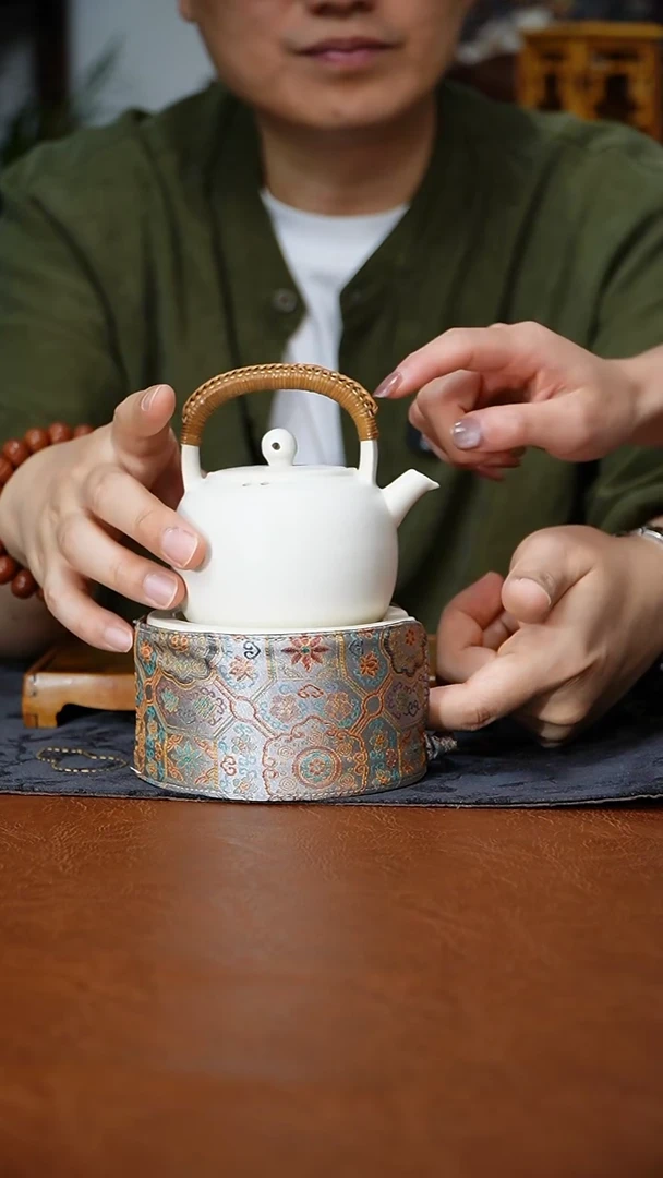 竹扣苏打釉提梁烛台(壶+温茶器）PY187