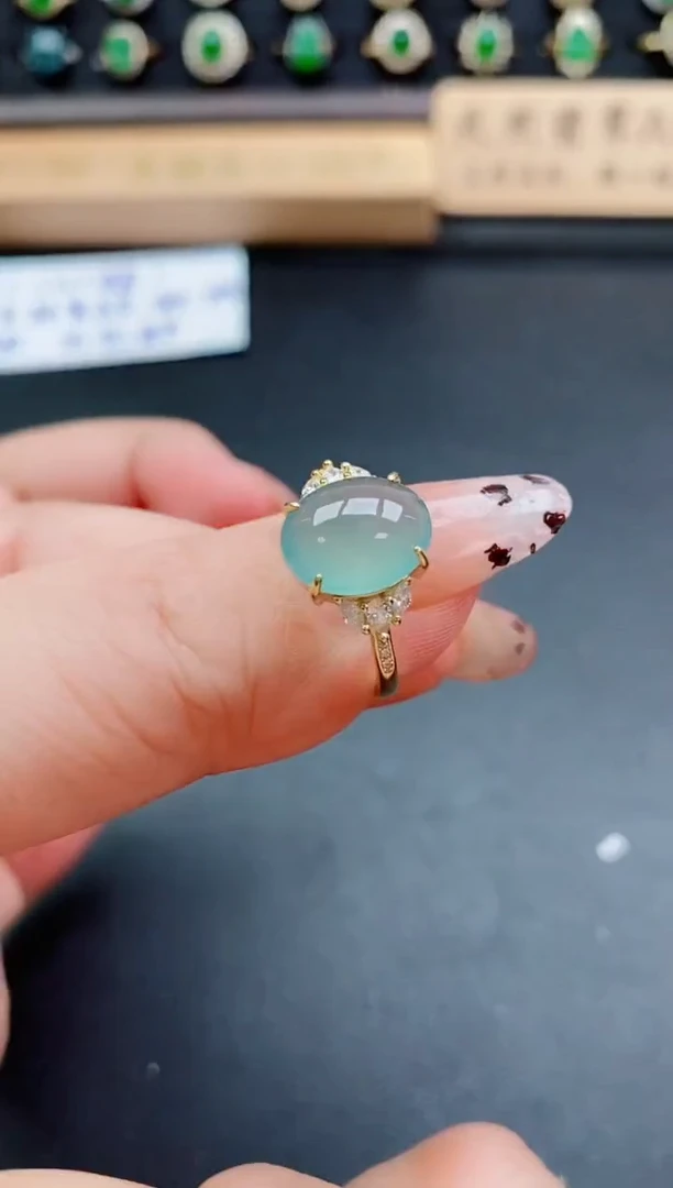 银S925镶嵌戒指翡翠1