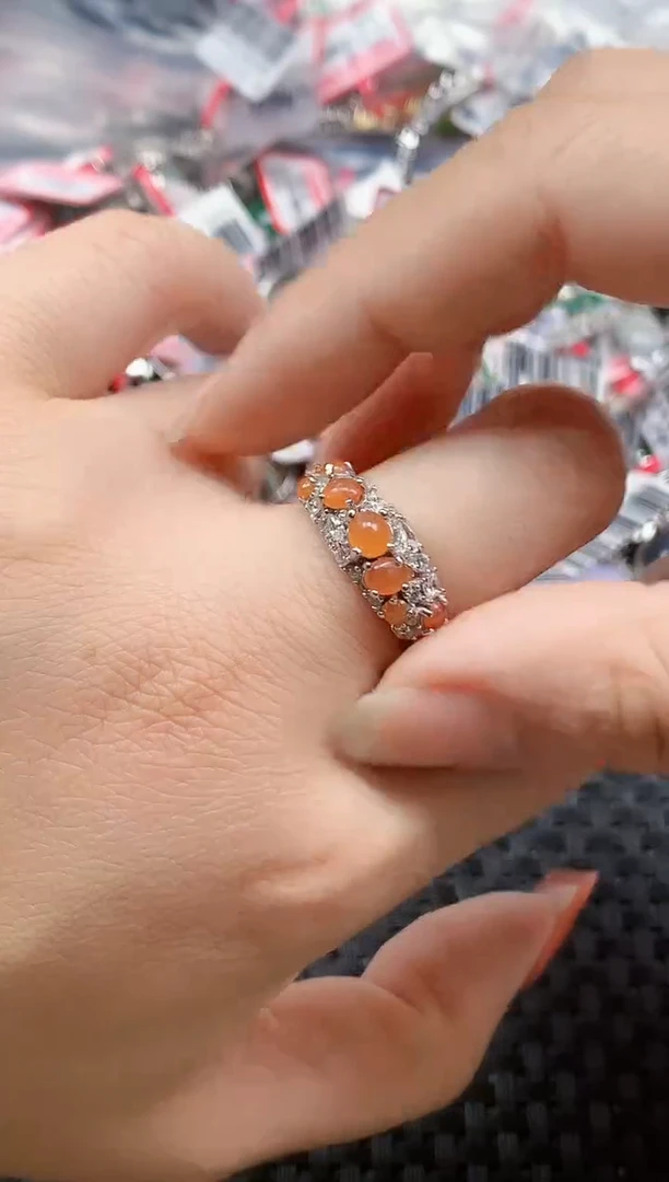 银S925镶嵌戒指翡翠天然A货缅甸翡翠