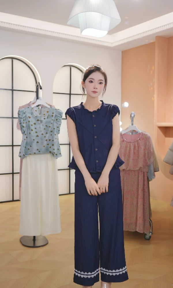 M1755 夏装两件套2025年时尚新款中国风休闲气质显瘦轻奢妈妈装女