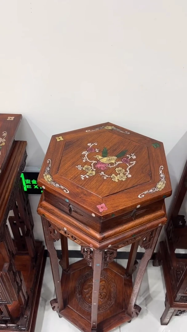 【闪购商品】木喜鹊登梅六角花架