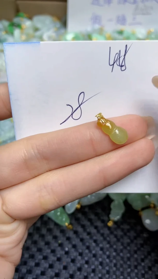 【闪购商品】翡翠颈饰18K金镶嵌天然缅甸A货翡翠