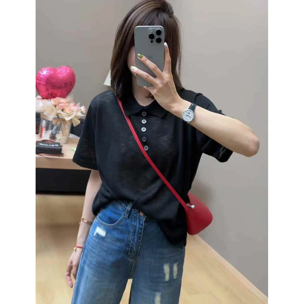 TY5 【纯色Polo衫】韩系简约显瘦百搭纯色Polo衫（衣长60）