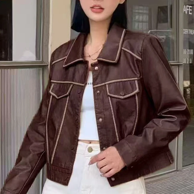 小鑫肝@现货浮力重工翻领带扣扎染休闲百搭皮衣 812