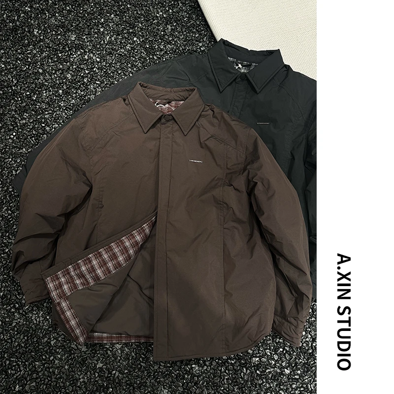 【衬衫羽绒】冬季新款男士90鸭绒简约翻领双拉链羽绒服上衣外套