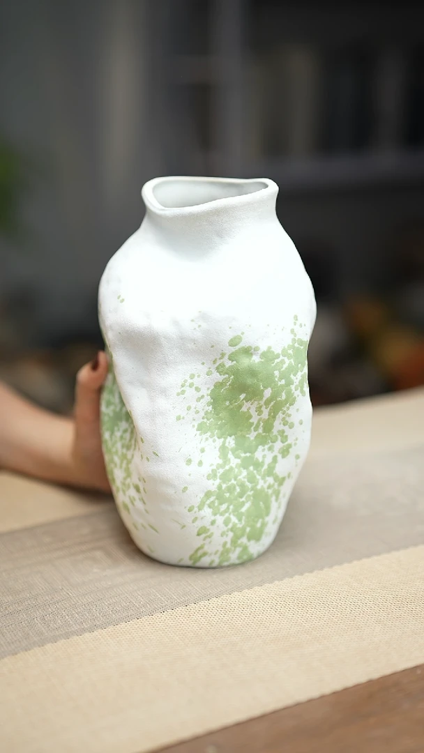 花器陶瓷花瓶绿云漫影02