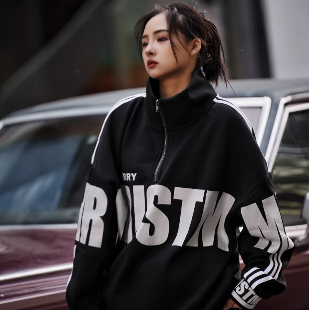 原创外套美式秋冬做旧磨破复古涂鸦印花卫衣美式潮流高街套头