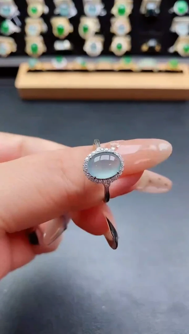 银S925镶嵌戒指翡翠1