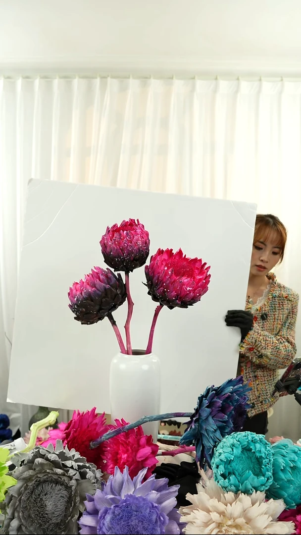 永生洋蓟  霸王花 三个头【黑粉泼墨】A600