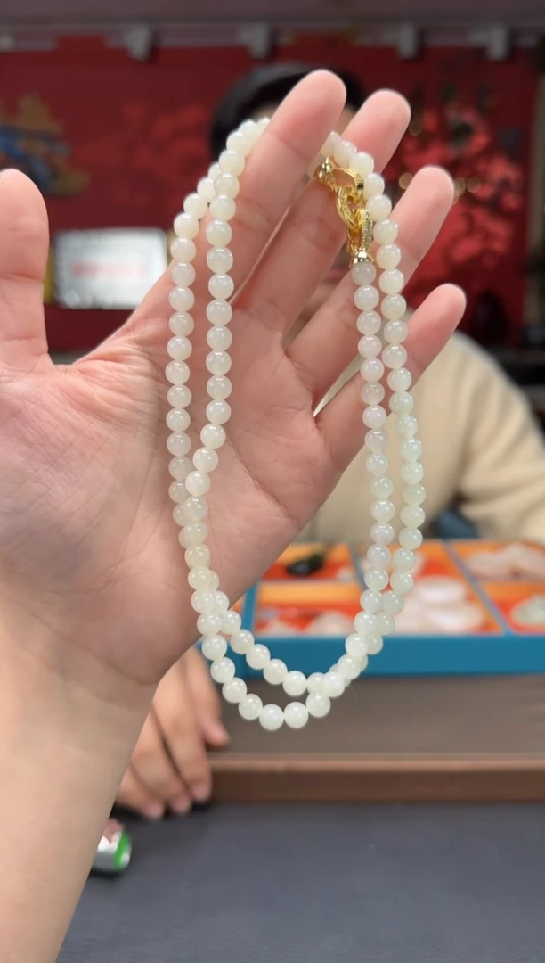 【闪购商品】和田玉颈饰未镶嵌白玉108颗多圈卡6