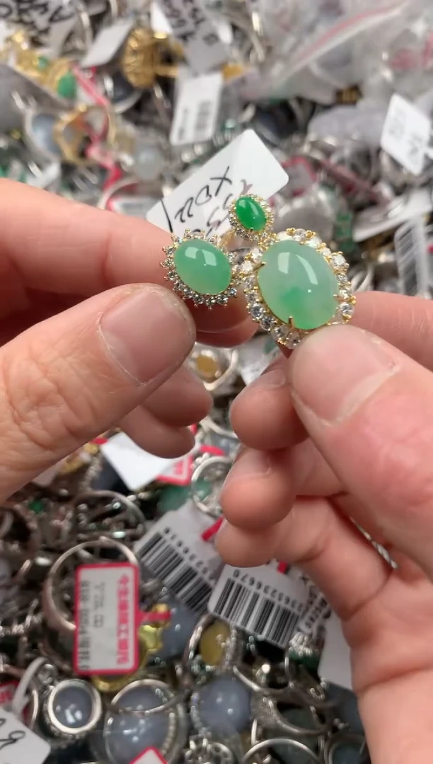 银S925镶嵌戒指翡翠333   4