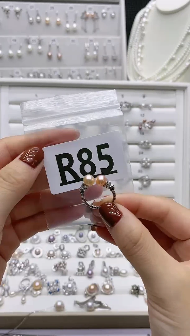 银S925镶嵌无淡水珍珠❤***?R85