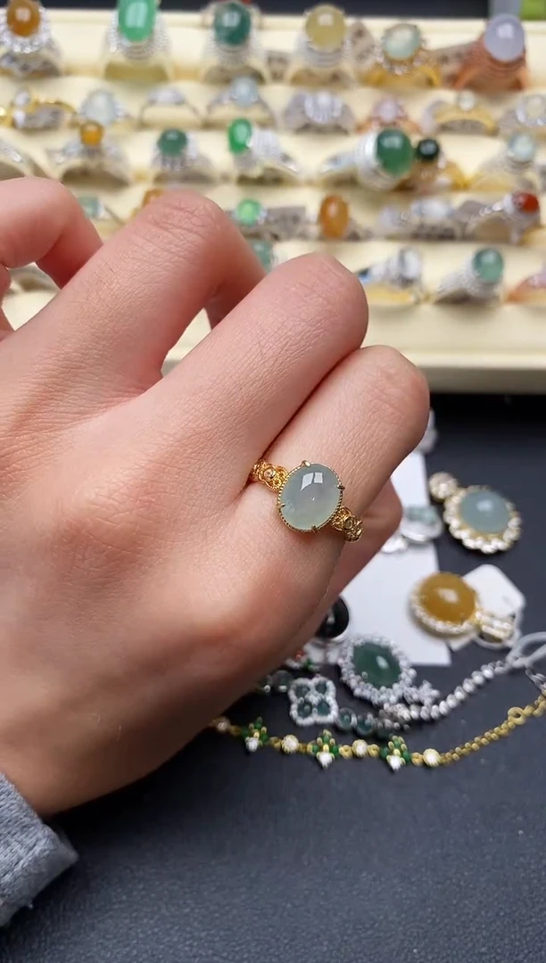 【闪购商品】翡翠戒指银S925镶嵌2222222+6