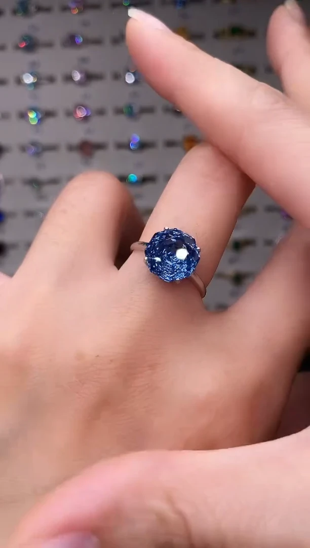 10克拉蓝宝石（处理）欧美风戒指