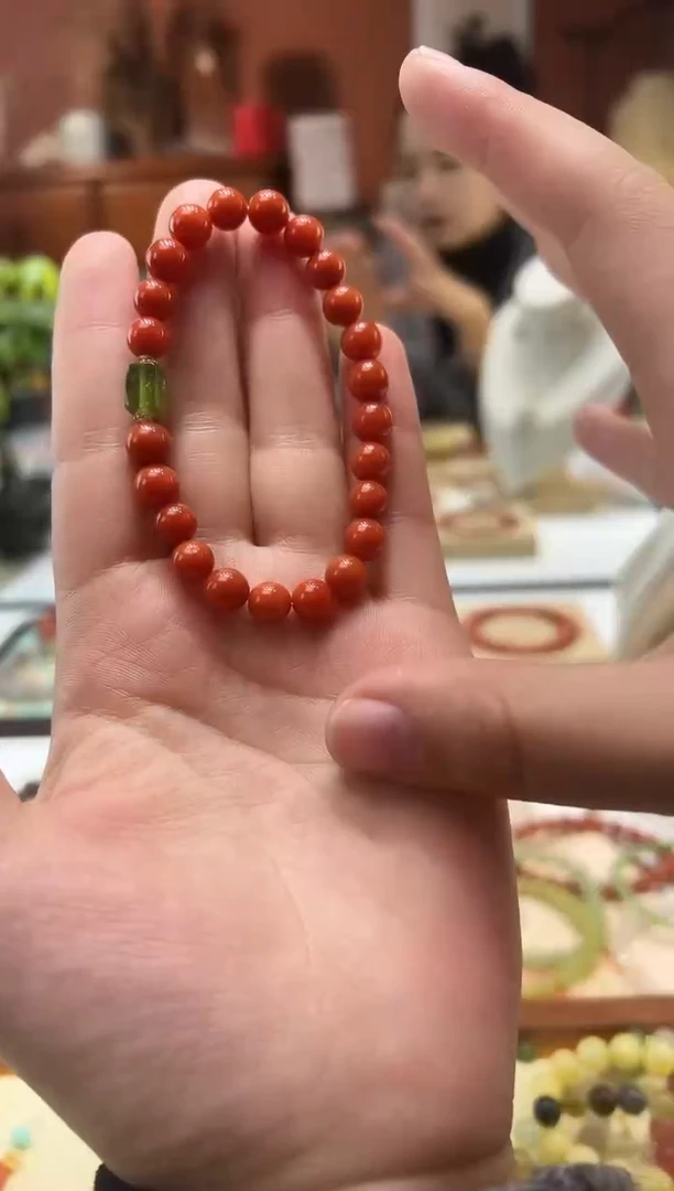【闪购商品】南红玛瑙手串18K金镶嵌南红8mm