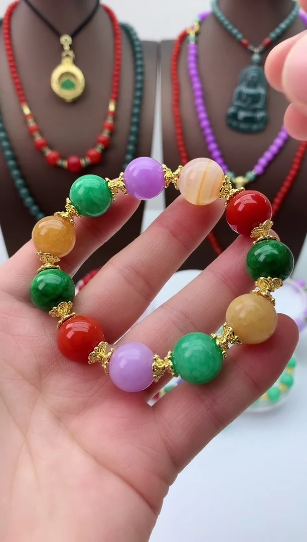 【闪购商品】翡翠手链14K金镶嵌S176手链