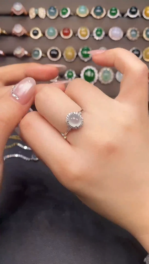 银S925镶嵌戒指翡翠837987