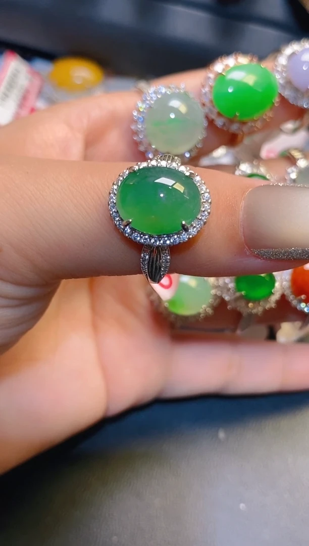 银S925镶嵌翡翠耳饰天然