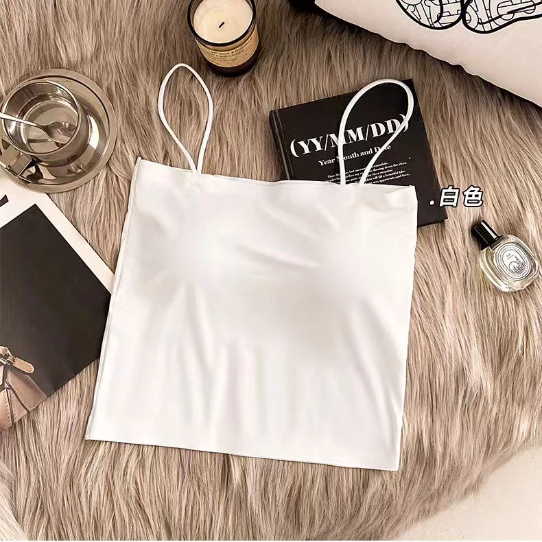 韩式打底吊带白色通勤