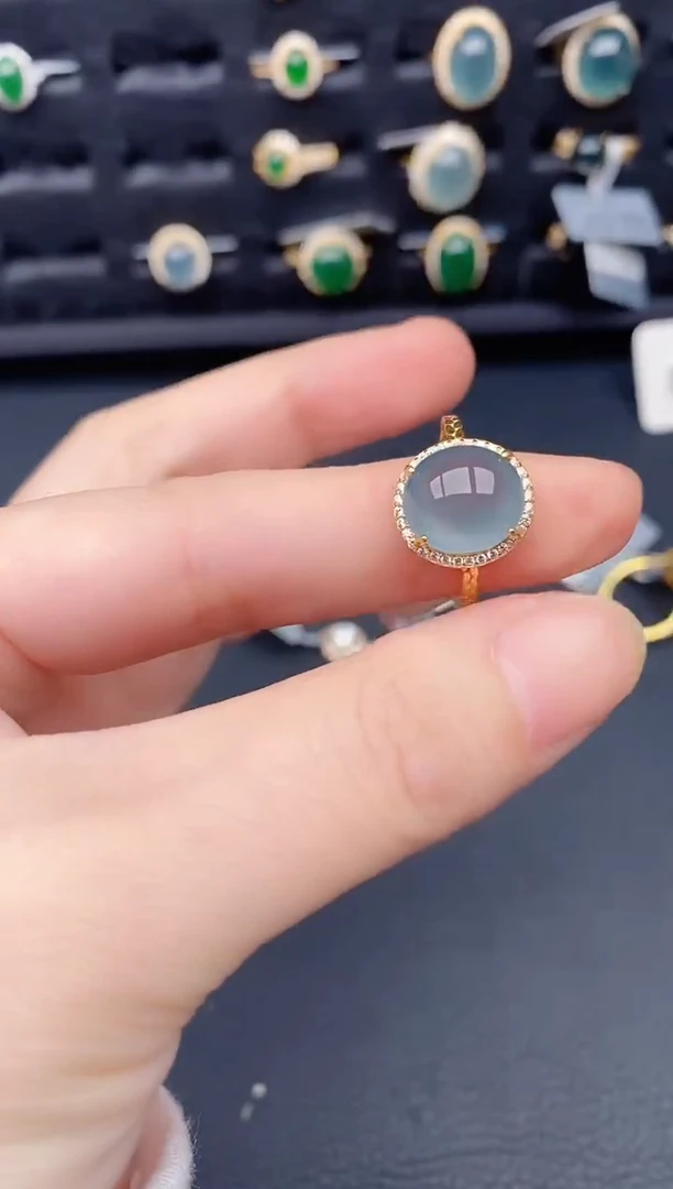 银S925镶嵌戒指翡翠天然a货翡翠279