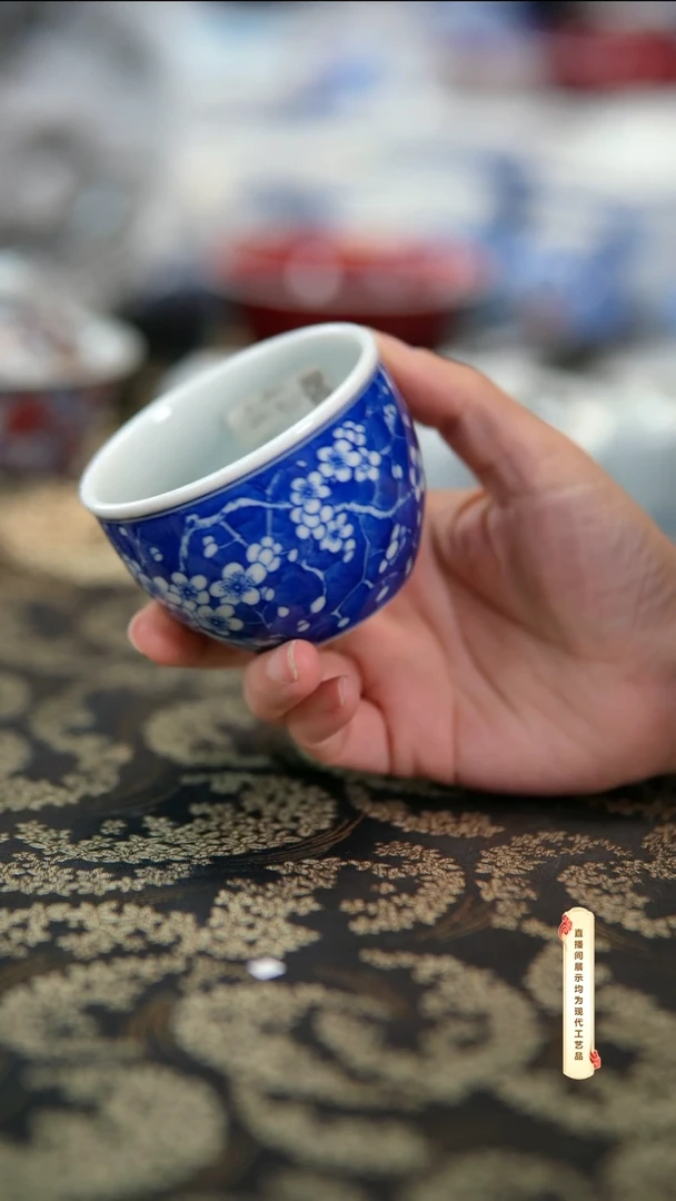 杯子陶瓷景德镇柴窑手绘柴窑茶具U143