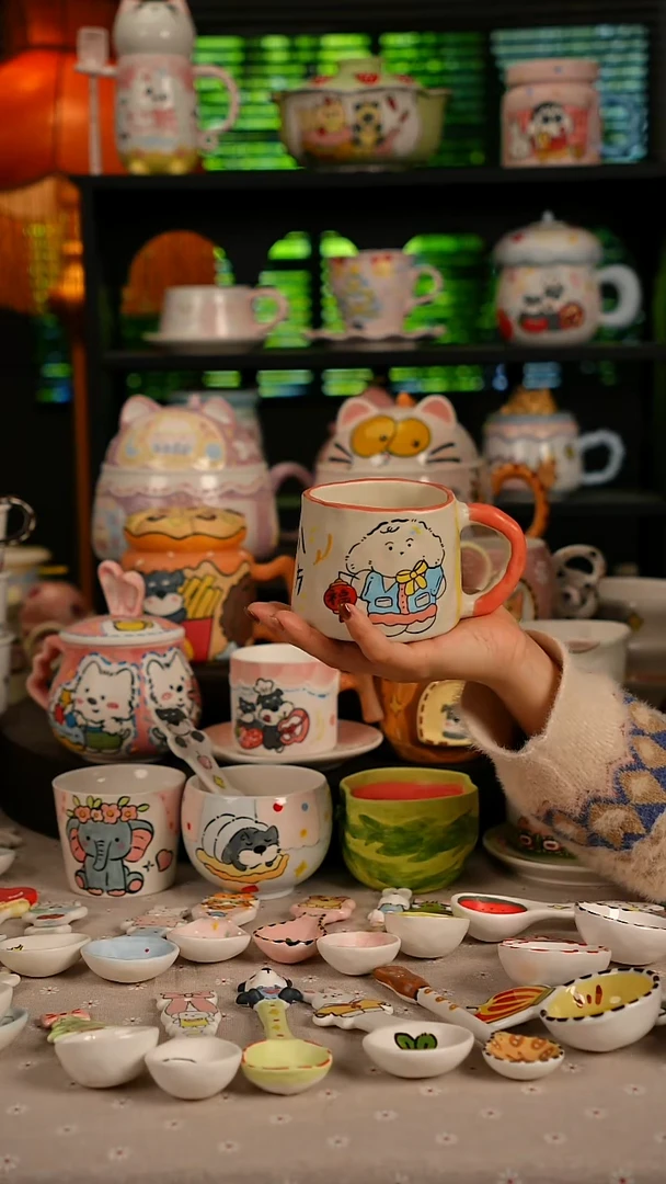 陶瓷无盖款景德镇高温釉下彩纯手绘创意瓷