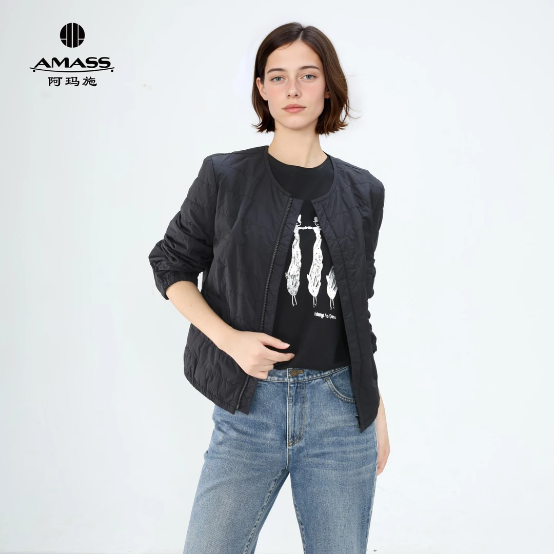 AMASS/阿玛施新款极简时尚气质舒适绗缝外套女540048氛围感服饰