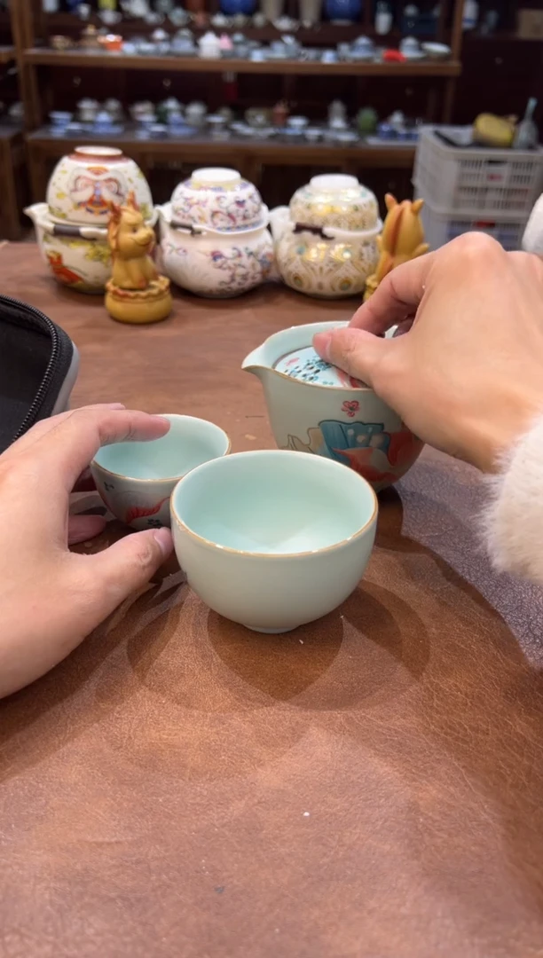 真的很便宜会开片的旅行茶具