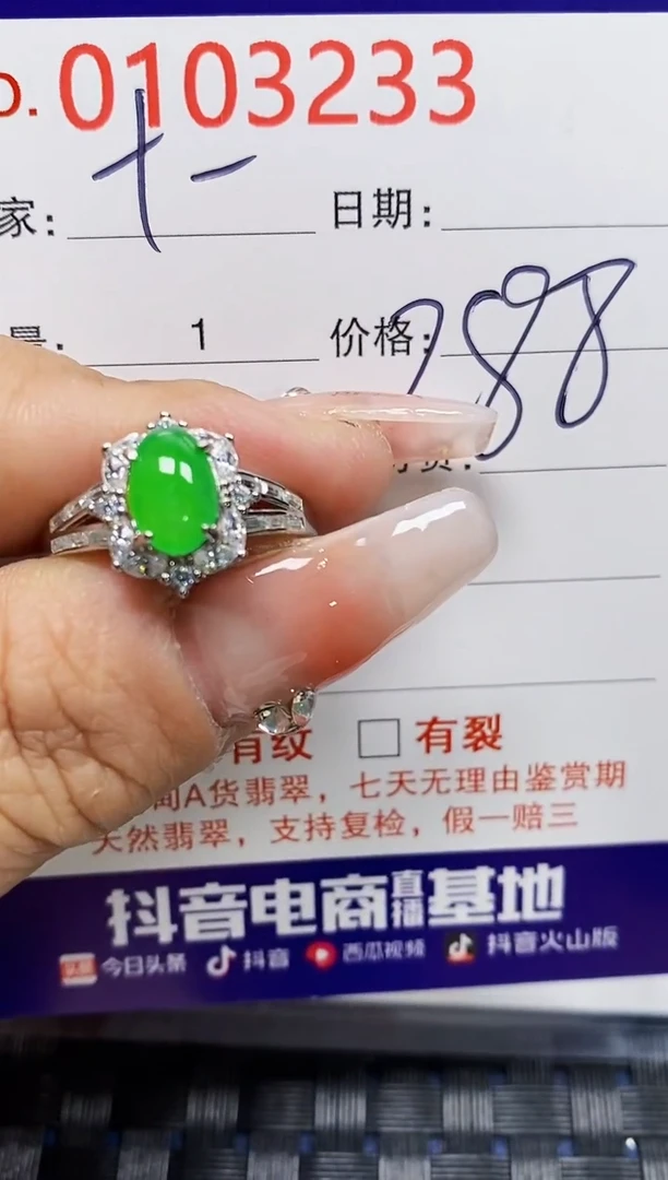 【闪购商品】翡翠戒指银S925镶嵌3233