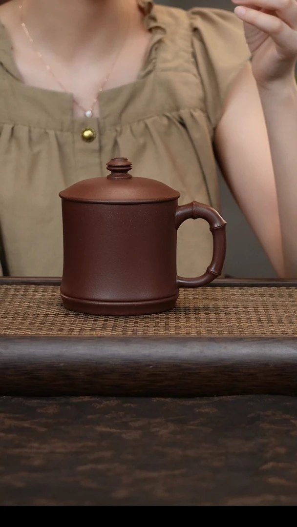 茶杯紫砂千禧紫泥竹节