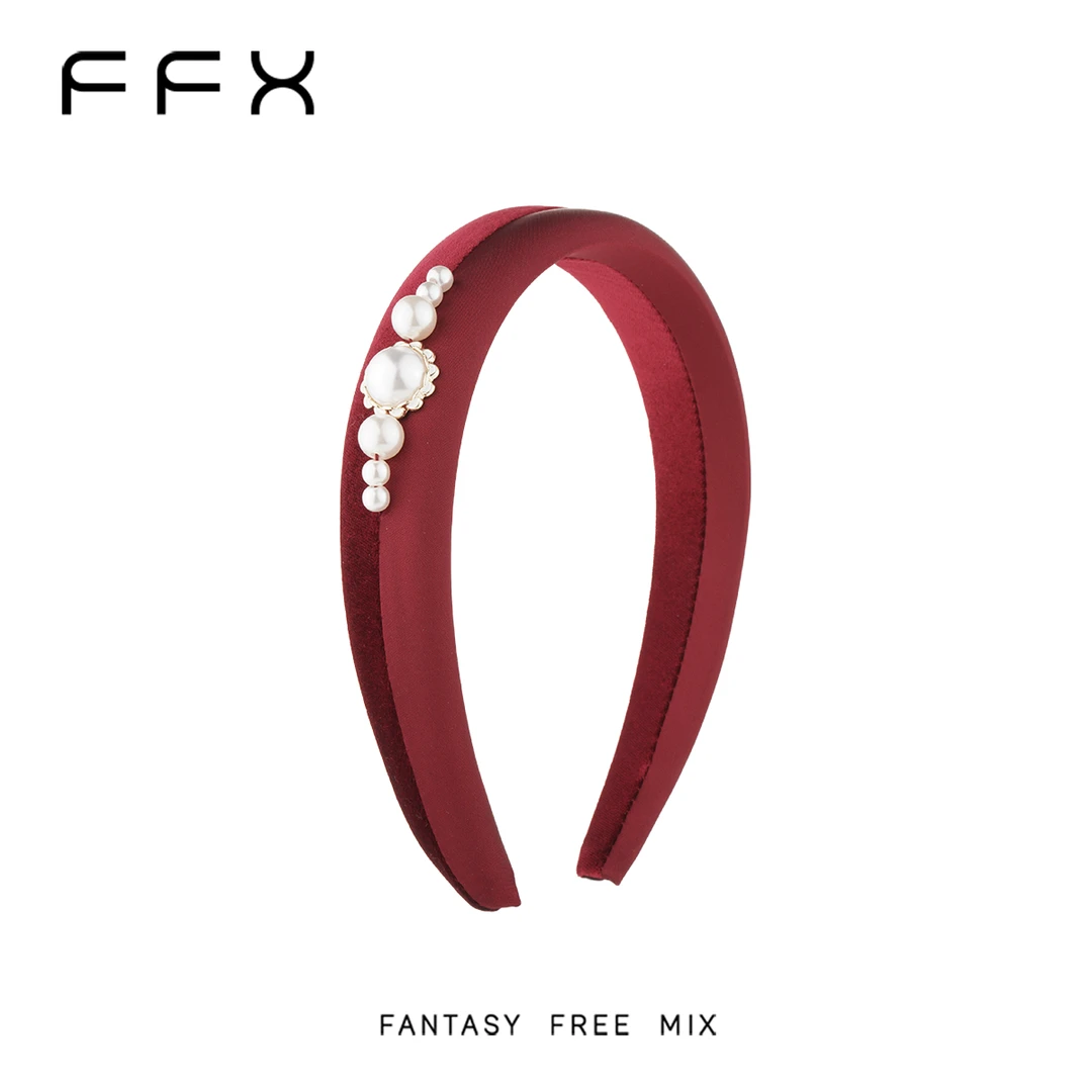 FFX弗弗西丝绒拼接发箍女【天生金贵】小香风红色喜庆头箍法式发饰