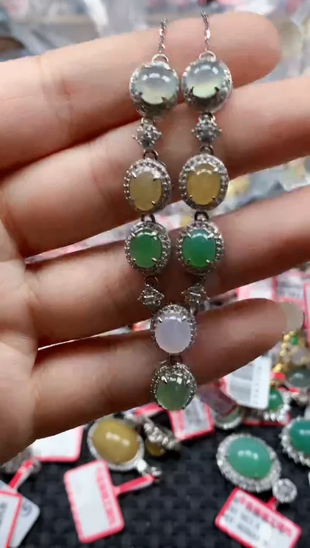 银S925镶嵌戒指翡翠天然A货缅甸翡翠