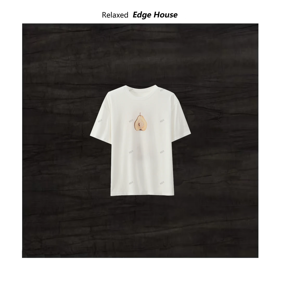 【嘻嘻家】半个梨 亲肤透气雪花棉女士印花短袖T恤上衣