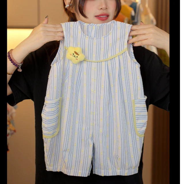 【可爱多】幂姐原创夏季超萌儿童薄款连体外穿服渔夫裤MJX251212