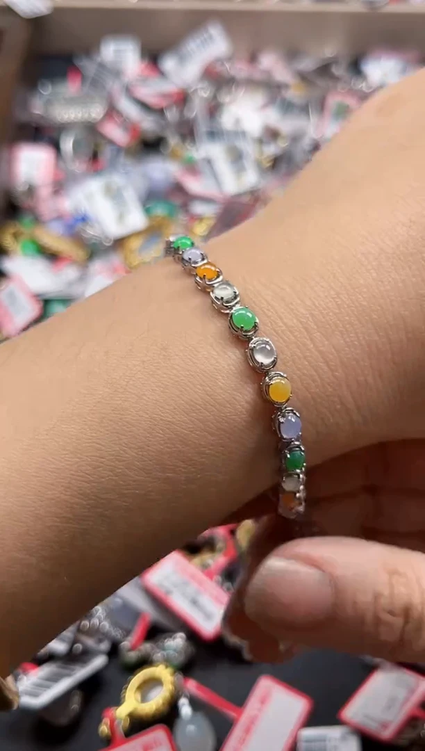 银S925镶嵌戒指翡翠天然A货缅甸翡翠