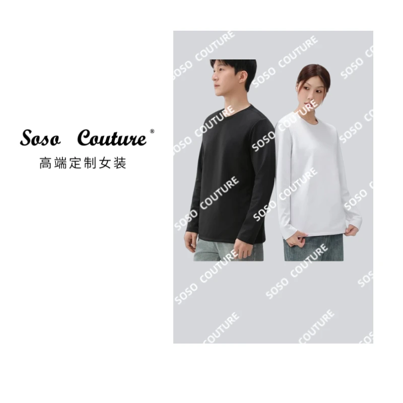 90鹅绒！三防加绒加厚长袖鹅绒小白T 6601