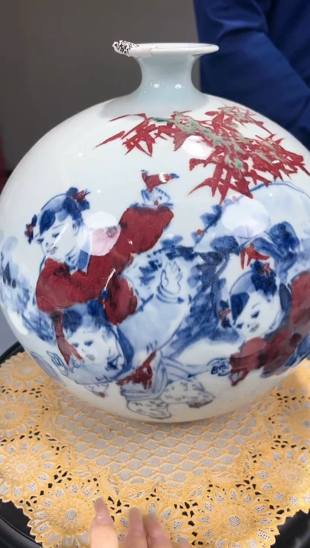 【闪购商品】官窑瓷画院824官窑瓷画院童子苹果樽