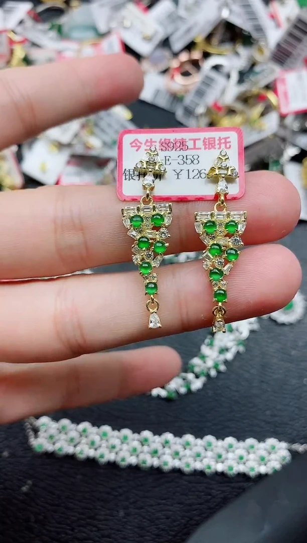 银S925镶嵌戒指翡翠1