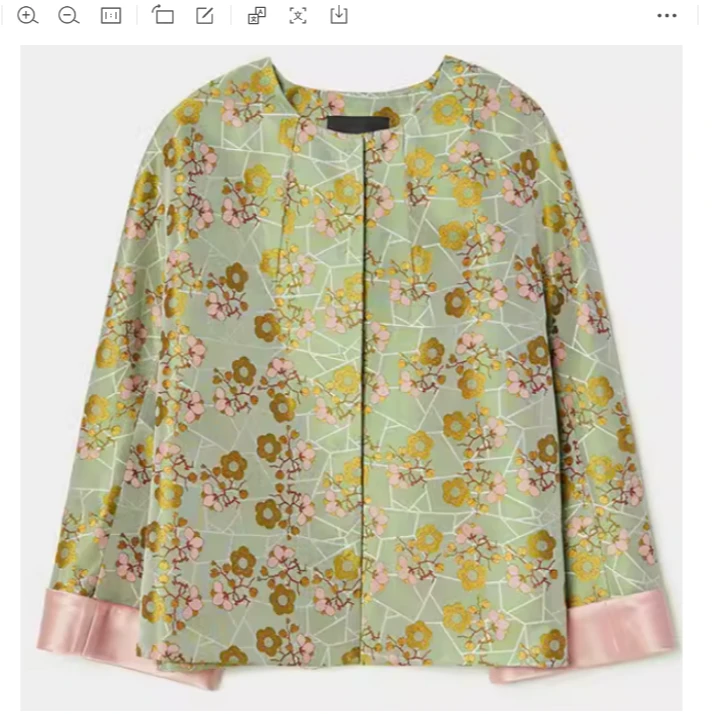 /瑾颜【冰裂梅花】新中式国风全真丝宋锦蜀锦提花对襟外套长袖