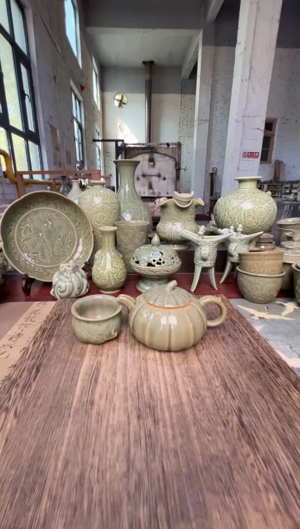 微瑕耀州窑南瓜壶+南瓜小杯