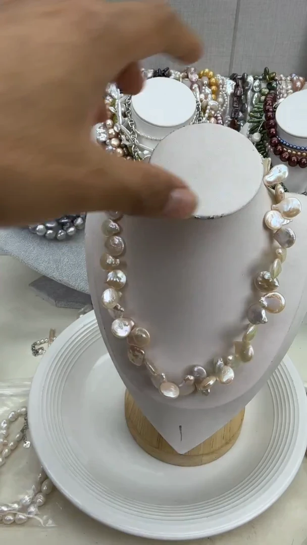 颈饰银S925镀金镶嵌淡水珍珠1