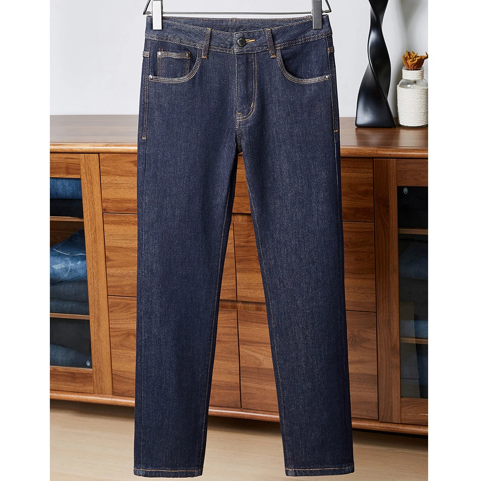 高端时尚潮牌商务男士牛仔裤修身小直筒秋冬新款弹力休闲百搭长裤