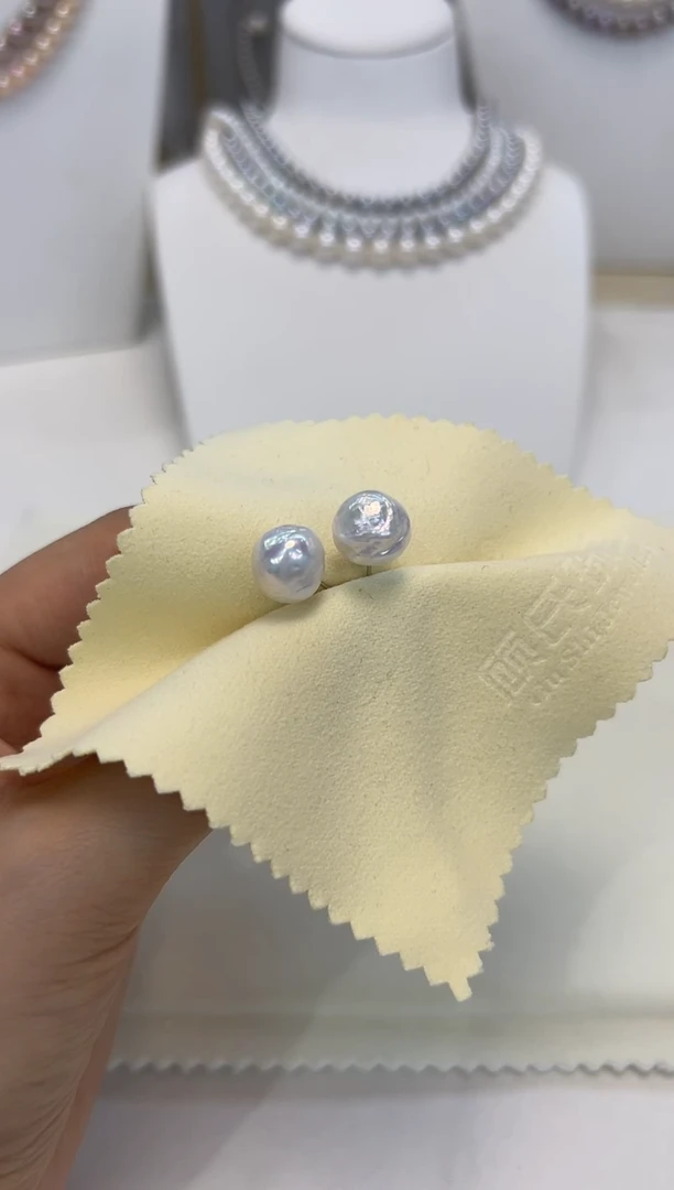 银S925镶嵌淡水珍珠耳饰1#