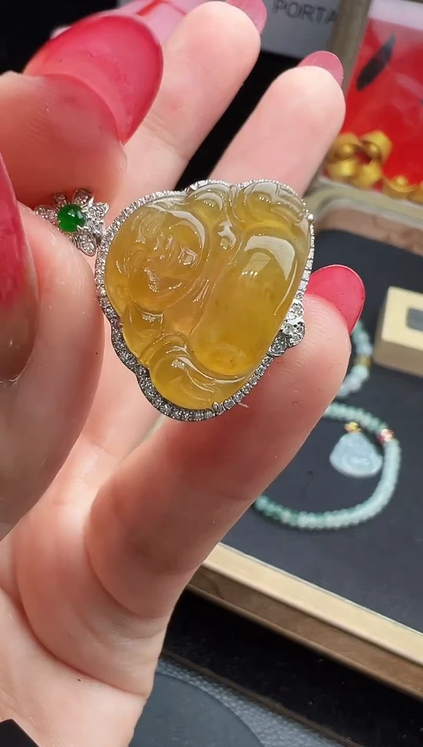 吊坠(不含链)18K金镶嵌翡翠勿拍