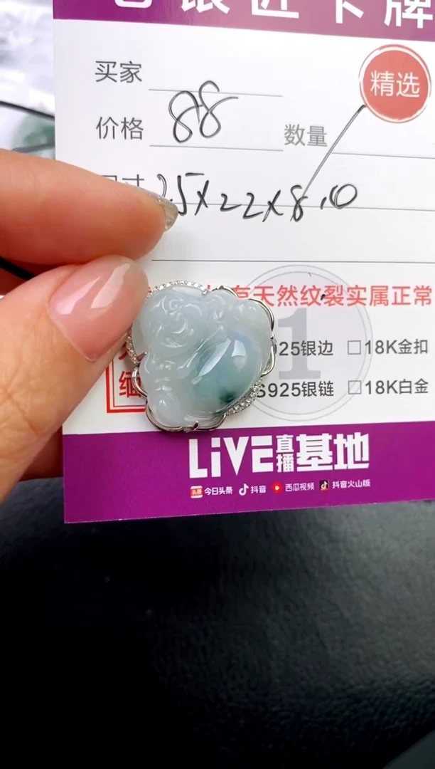 翡翠银S925镶嵌颈饰吊坠