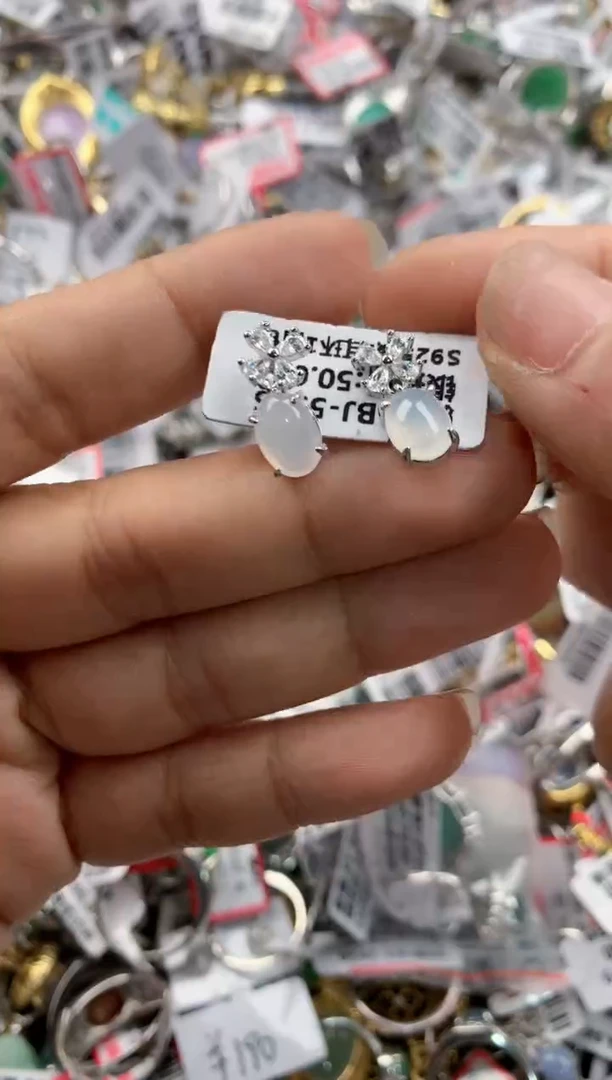 银S925镶嵌戒指翡翠666---4
