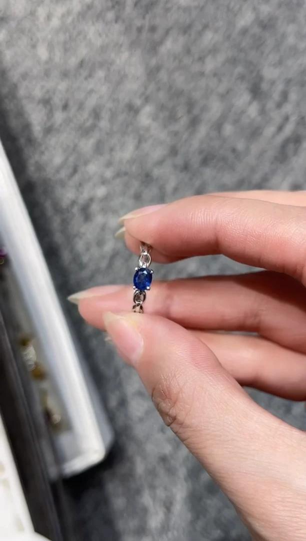 戒指蓝宝石银S925镶嵌成品戒指